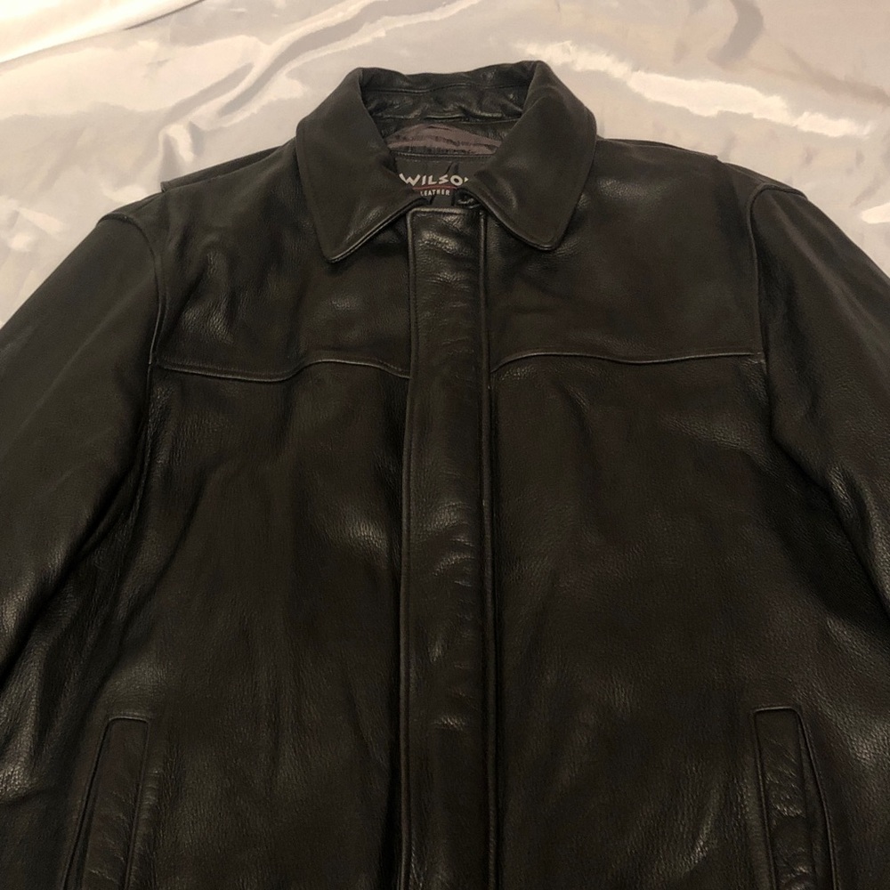 Wilson’s black Leather coat, XL,zip up ,zip in lining, High quality great coat